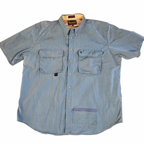 Browning Other - Browning Men’s XXL Short Sleeve Button Up Shirt Blue Hunting Outdoor Travel